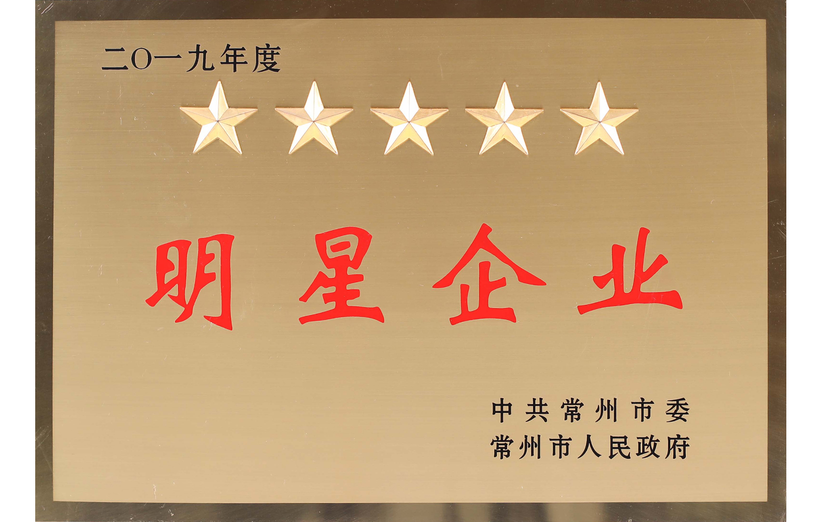 2019年度常州市五星明星企业